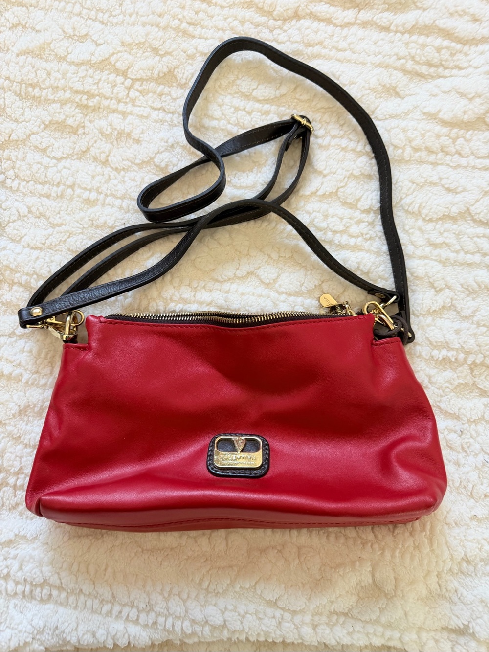 Valentina Italian Red Leather Crossbody/Clutch